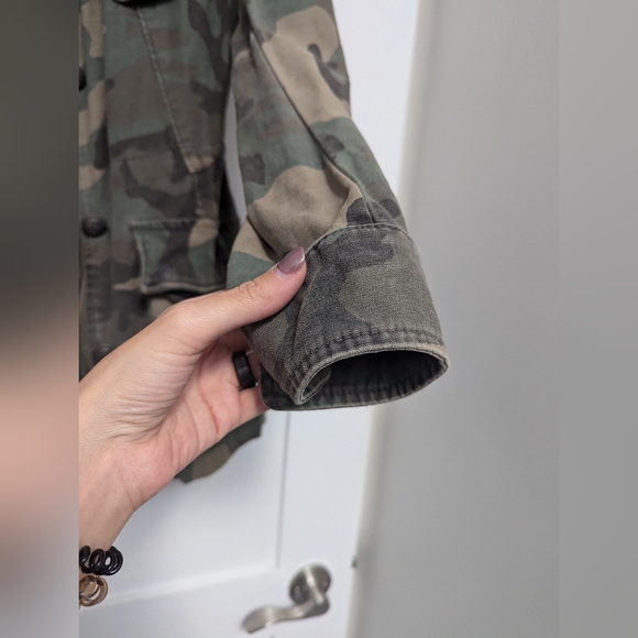 Free People Not Your Brothers Camo Jacket, Women Green Military Utility Jacket - Picture 11 of 16